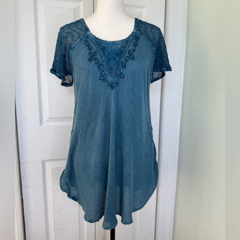 Y2K Boho Whimisgoth Advance Apparels Sky Blue One Size Top
